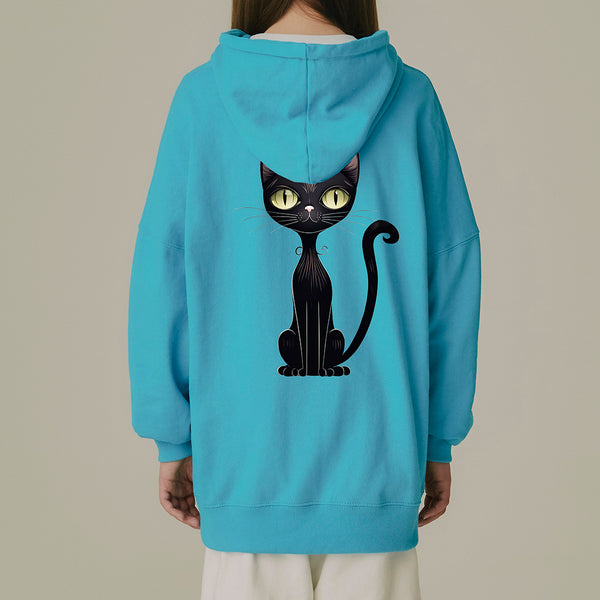 Made in Korea fabric (for men and women) Black cat cotton 100% Kids hooded t-shirt