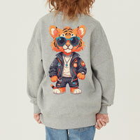 Made in Korea Fabric (for men and women) Hip Tiger Cotton 100% Kids Sweatshirt