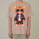 S-6XL Korean fabric 100% cotton 30 number hip tiger short-sleeved T-shirt (for men and women) premium fabric