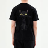 S-2XL Korean-made Black Cat 100% cotton 16 essential short-sleeved T-shirt (for men and women)