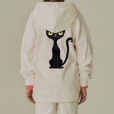 Made in Korea fabric (for men and women) Black Cat 100% Kids hoodie zip-up