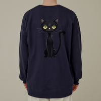 S-6XL Made in Korea Black Cat Cotton Sweatshirt for adults (universal for men and women)