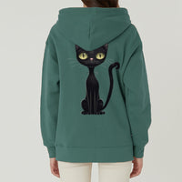 S-6XL Domestic Produced Special Napping Black Cat (for men and women) Hood Zip-Up Plus Size