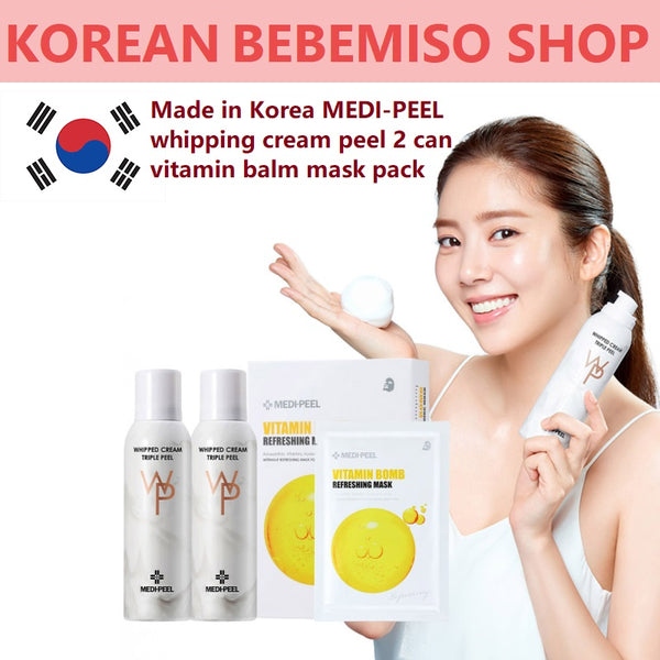 Made in Korea MEDI-PEEL WHIPPED CREAM TRIPLE PEEL (Whipping cream peel 2 can + Vitamin Bomb mask pack 10 sheets)