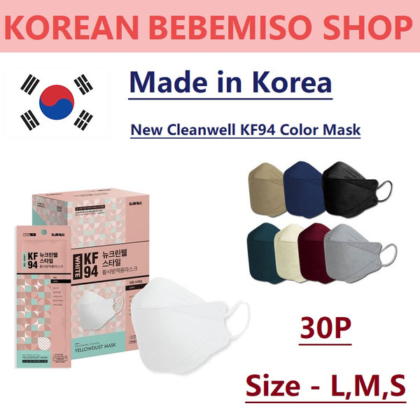 Made in Korea New Cleanwell KF94 Color Mask Size-L,M,S (30P~40P)