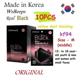 (10PCS) Made in Korea Welkeeps Real Black KF94 Mask M,L Size